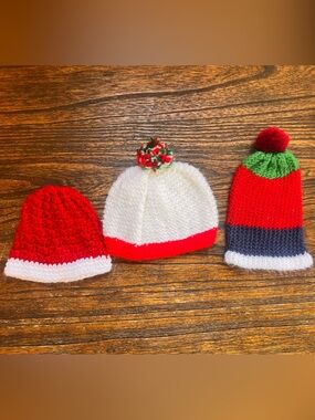 Kids Red and White Knit Beanie Hat - Brand